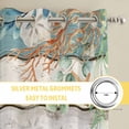 thumbnail image 6 of Teal Brown Beach Coastal Kitchen Curtains Window Panels, Summer Nautical Coral Shell Botanical Vintage Insulated Window Treatment Curtain, Grommet Curtains for Bedroom/Living Room, 2 Piece 52"Wx45"L, 6 of 8