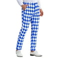 thumbnail image 5 of INSPIRE CHIC Argyle Printed Pants for Men's Regular Fit Flat Front Dress Trousers 32 Blue White, 5 of 5