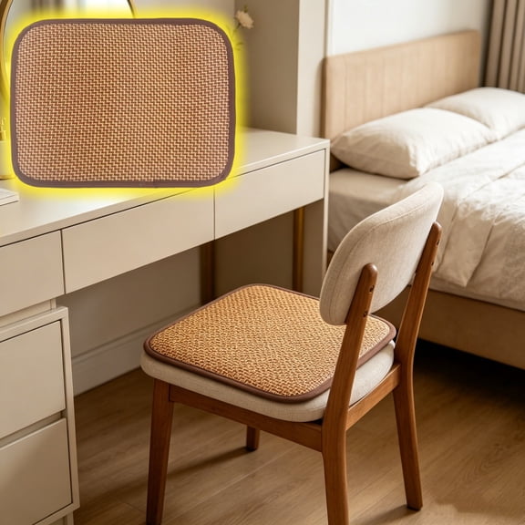 Natural Rattan Woven Seat Pad Chill Grass Mat for Summer, Multi Size Comfort Cushion for Chair Stool Vanity Sofa, Handwoven Rattan Mat for Indoor Home Office Daily Use