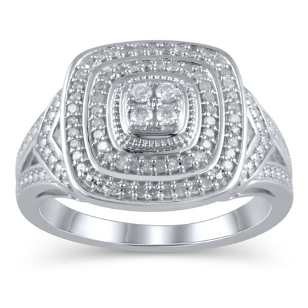 1/4 Carat T.W. JK-I2I3 Forever Bride - Limited Edition diamond cushion fashion ring in sterling silver, Size 9