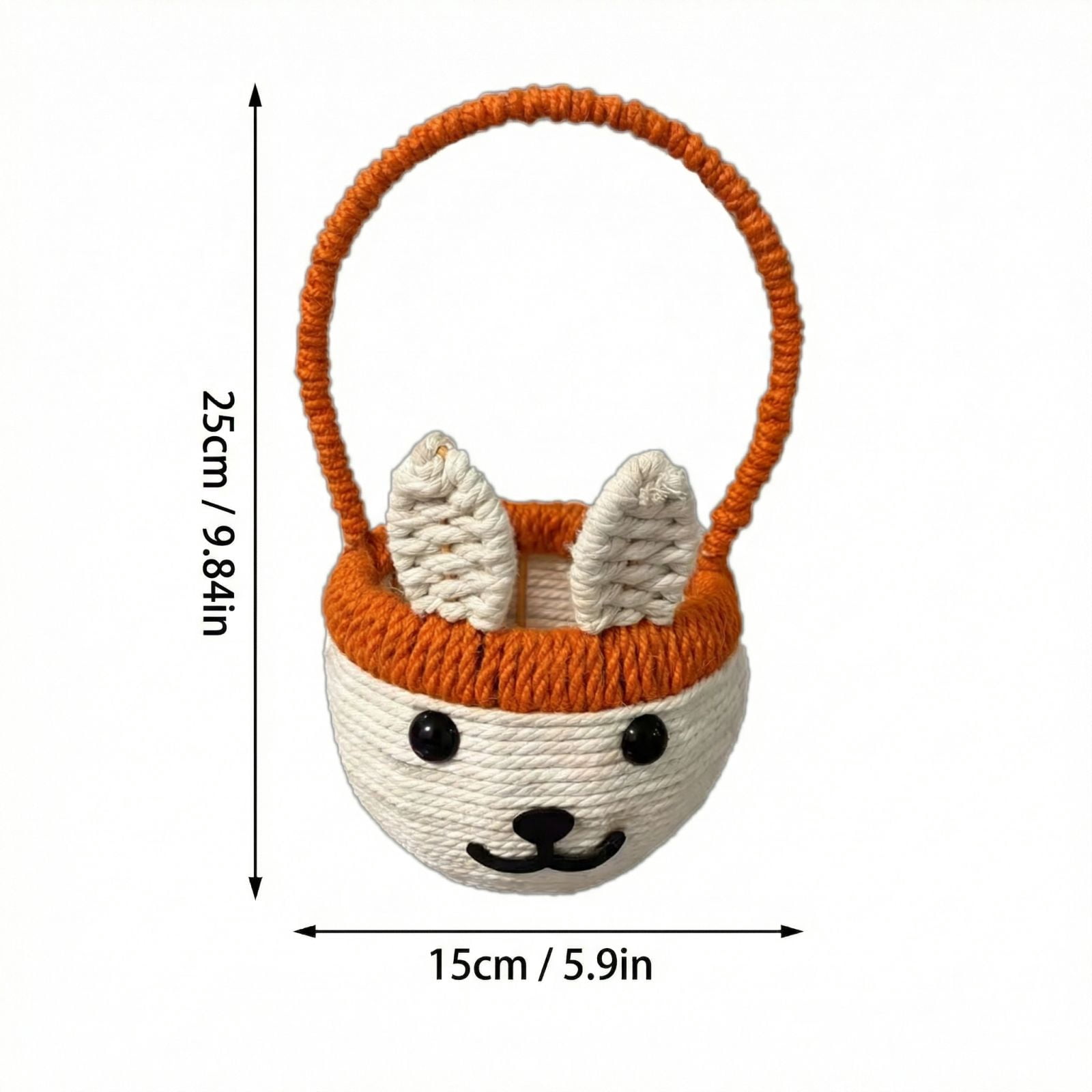Hand Woven Iron Frame Small Flower Basket with Bunny Shape, Fruit Picking Basket, Egg Basket, Strawberry Basket, Souvenir Tote, Easter Decoration