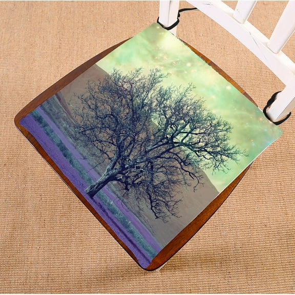 PHFZK Woodland Chair Pad, Landscape with Alone Tree over the Night Sky Seat Cushion Chair Cushion Floor Cushion Two Sides Size 16x16 inches