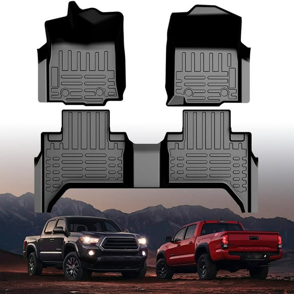 WheelX Floor Mats for Toyota Tacoma 2016-2023 Double Cab (Only for Automatic) All Weather Custom Fit Floor Liner for Tacoma SR/SR5/TRD/Limited/Trail TPE Mats Front&Rear 2 Row Car Mats, Black