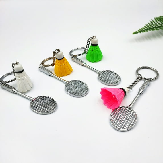 Cheers.US 2Pcs Souvenir Badminton and racket key chain shuttlecock & badminton racket keychain key ring Creative gifts accessories
