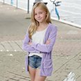 thumbnail image 5 of OGLCCG Girls Long Sleeve Cardigan Kids Lightweight Open Front Classic Knitted Corduroy Sweater with Pockets Casual Loose Fall Outwear 5-14 Years, 5 of 7