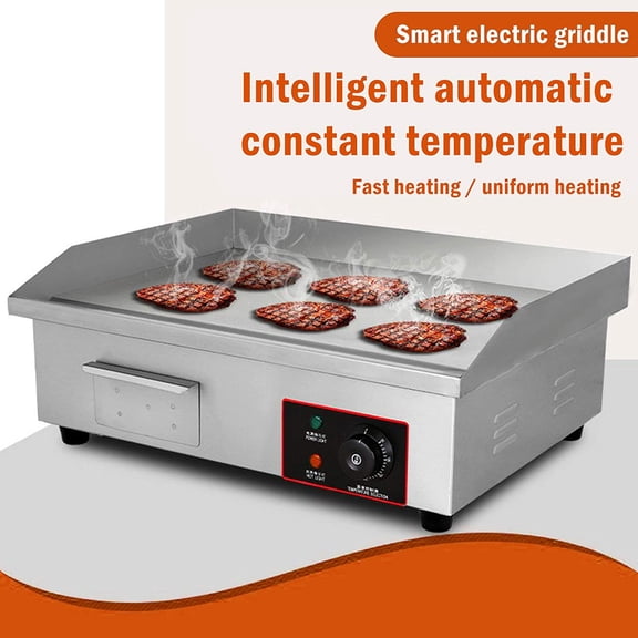 EAYSG 22 Inch 3000W Commercial Electric Griddle, 3000W 110V Countertop Flat Top Grill with Adjustable Thermostat 122°F to 572°F, Stainless Steel Hot Plate for Kitchen Restaurant BBQ Breakfast