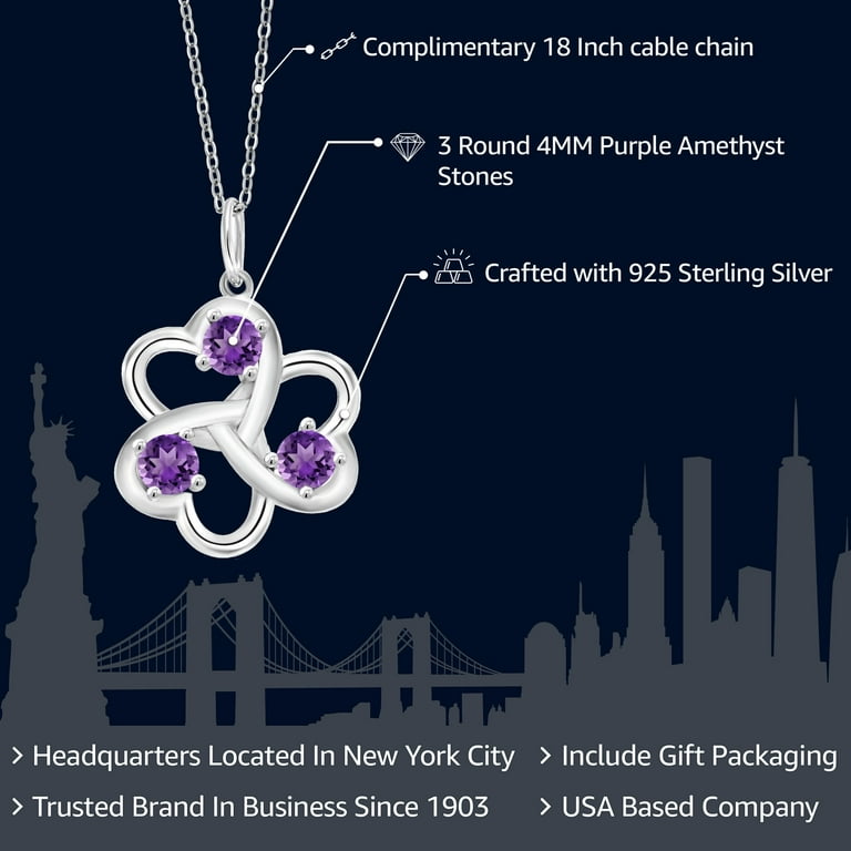 Gem Stone King 925 Sterling Silver Purple Amethyst Hearts