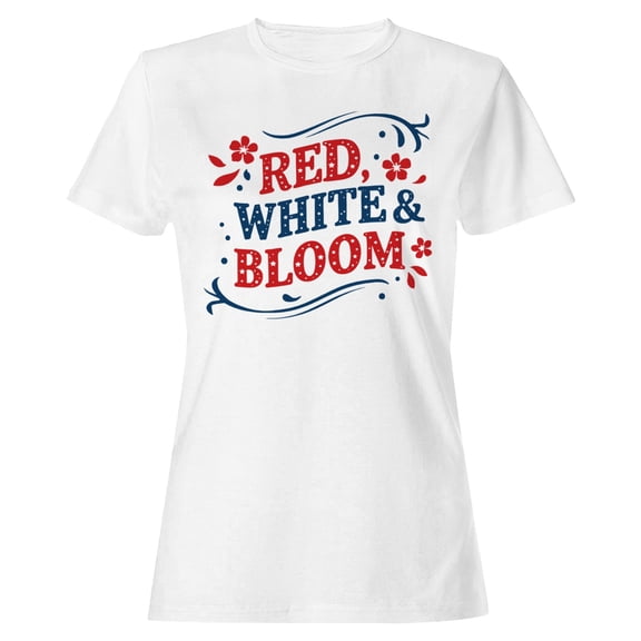 Smartprints Red White & Bloom Floral Women's T-Shirt White, Cotton, S