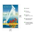 thumbnail image 2 of Geneva Switzerland - Water Fountain Lake Geneva - Vintage Airline Travel Poster by Walter Mahrer c.1950 - Master Art Print (Unframed) 12in x 18in, 2 of 4