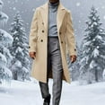 thumbnail image 2 of zfhfof Mens Double Breasted Trench Coat Notched Lapel Mid Long Peacoat Classic Casual Fall Winter Business Work Overcoat with Pockets, 2 of 5