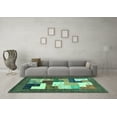 thumbnail image 3 of Ahgly Company Indoor Rectangle Abstract Turquoise Blue Contemporary Area Rugs, 5' x 8', 3 of 4