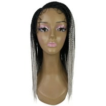 LUXLUXE Samone Curly Braided 21 in Long Braided Wig, Beauty Heat Resistant Fiber, Black to Grey Ombre