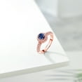 thumbnail image 4 of Gem Stone King 18K Rose Gold Plated Silver Blue Created Sapphire and White Moissanite Engagement Ring for Women (1.16 Cttw, Round 5MM, Available in Size 5, 6, 7, 8, 9), 4 of 6