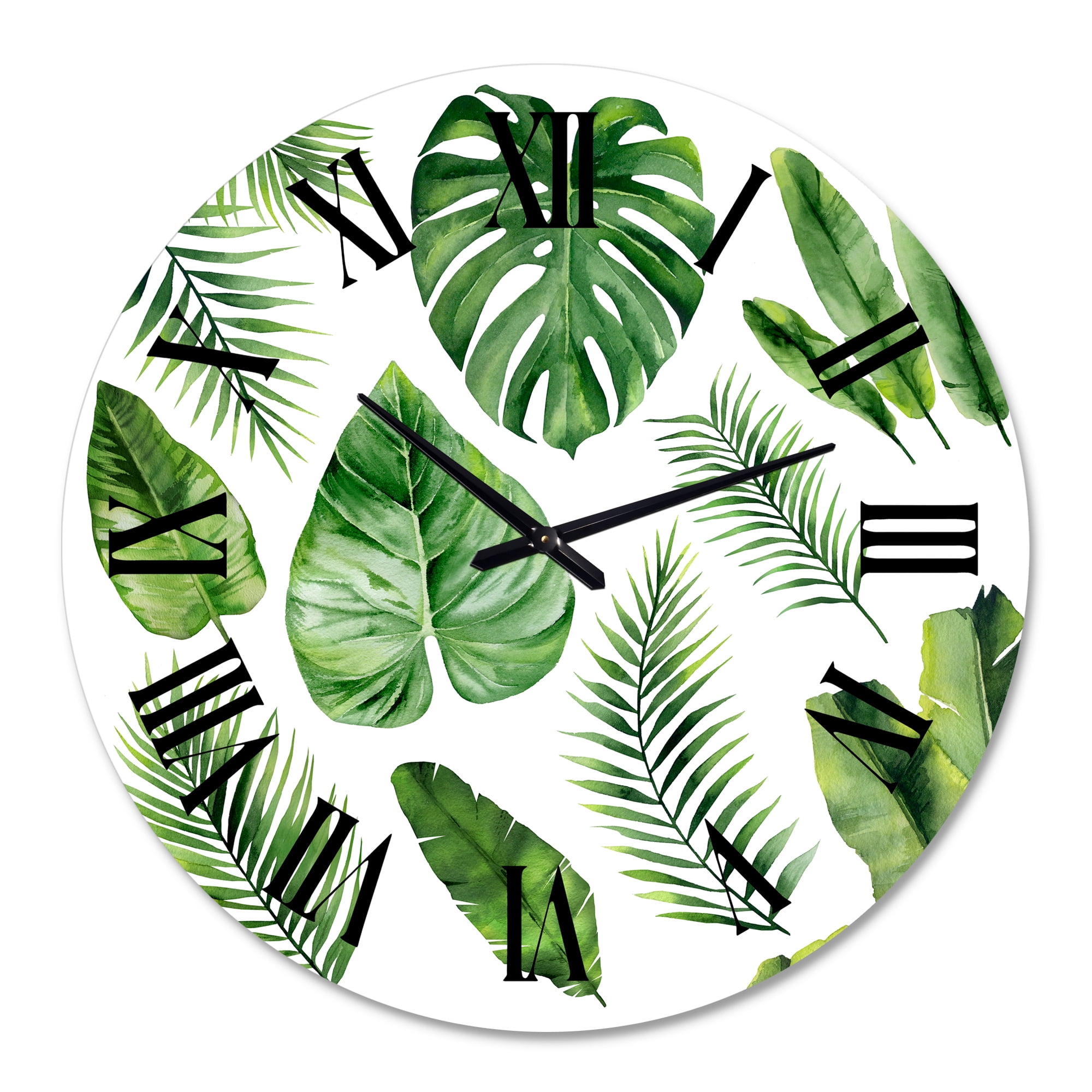 Designart 'Tropical Leaf Of Monstera V' Farmhouse Wall Clock