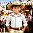 thumbnail image 2 of Boys Long Sleeve Casual Shirt, Chest Print Button Down Collared Top for School 4-13岁, 2 of 4