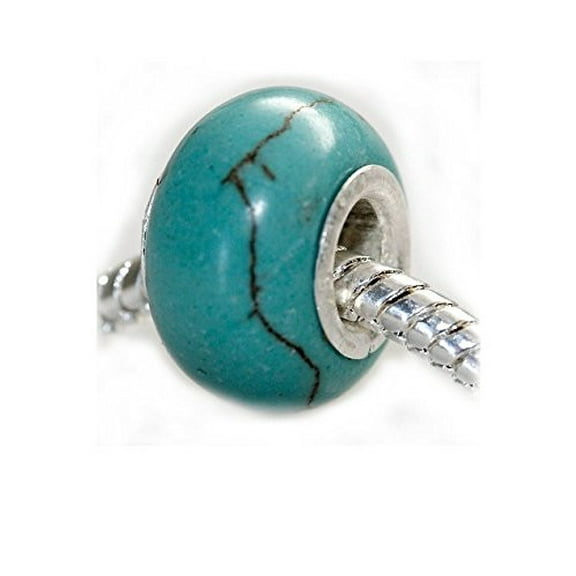 Turquoise Stone Charm European Bead Compatible for Most European Snake Chain Bracelet