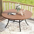 thumbnail image 3 of VOXBIN 7 Pieces Patio Dining Set – 50" Round Outdoor Table with Stackable Chairs, Walnut Table and Brown Chairs, for Garden, 3 of 9