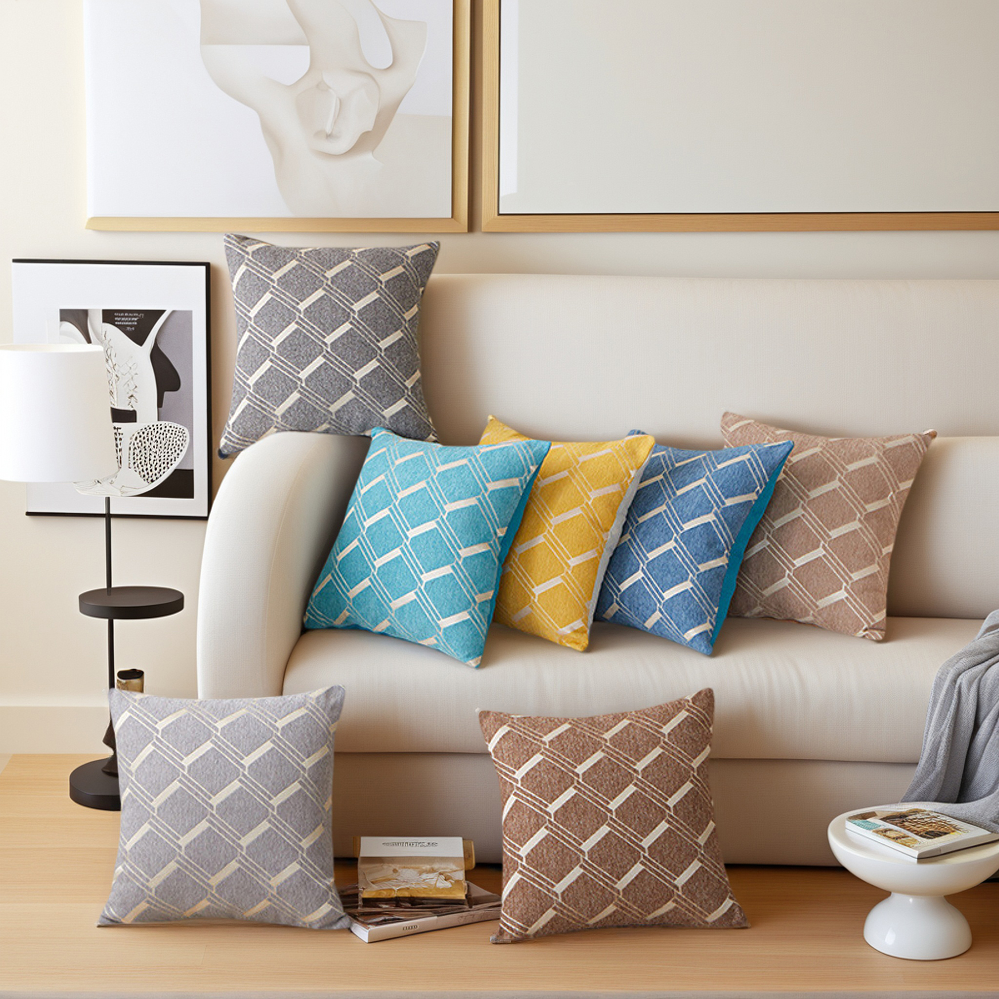 Unique Bargains 2 Packs Modern Geometric Throw Pillow Cover Grey 22" x 22"