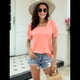 thumbnail image 5 of Tops para Mujer, Camisetas Informales de Verano con Cuello Cuadrado y Mangas con Volantes Rosa XXL, 5 of 7
