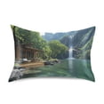 thumbnail image 3 of Dailycode Satin Pillow Case King Silk Pillow Cover for Hair and Skin Envelope Closure Cabin by Lake 20"x40", 3 of 9