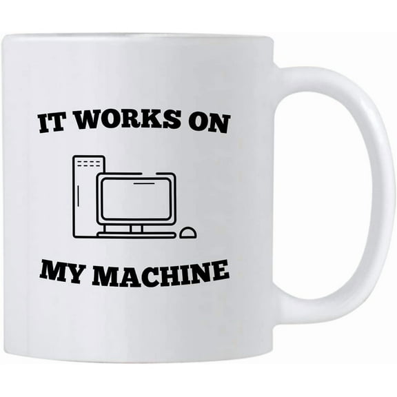 Computer Science Programmer Gifts. Funny Coding Geek 11 oz Coffee Mug. It Works On My Machine. Gift Idea for Developer or Programming Teacher/Student. Tech Work Humor Cup.