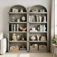 thumbnail image 2 of 5-Tier Arched Bookcase 71.7" Tall Farmhouse Wooden Bookshelf Display Storage Bookshelves for Living Room, Office Gray, 2 of 8