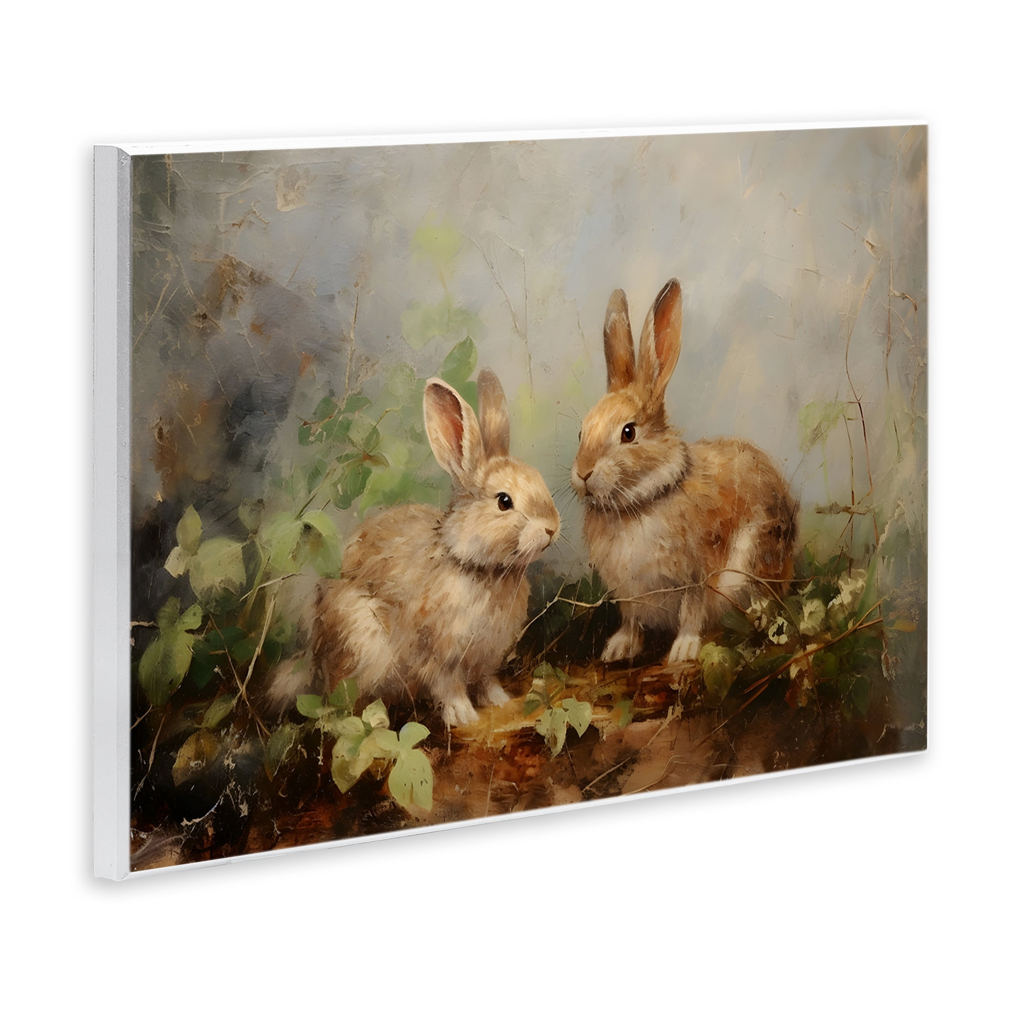 Stupell Industries Wild Rabbits in Nature Animals & Insects Painting Unframed Art Print Wall Art, 19 x 13