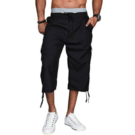 Men's Casual Capri 3/18 Shorts Pant Trousers with Elastic Waist and ...