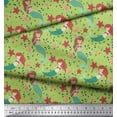thumbnail image 3 of Soimoi Cotton Duck Fabric Mermaid & Starfish Ocean Printed Fabric 1 Yard 42 Inch Wide, 3 of 3