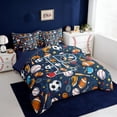 thumbnail image 2 of Erosebridal Soccer Football Sport 7-Piece Twin Bedding Sets,Letter P Monogrammed Bedding Comforter Set For Boys Kids,Reversible navy blue, 2 of 7