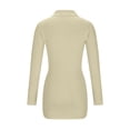 thumbnail image 5 of Mrat Women's Bodycon Mini Dress Button Shirt Mini Dress Long Sleeve V Neck Stretchy Clubwear Night out Party Bodycon Dresses S-84 Yellow XL, 5 of 6