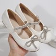 thumbnail image 6 of Rexoro Girls' Mary Jane Flats Kids Sparkly Rhinestone Bow Dress Shoes Princess Girls Shoes for Wedding Party White 13 Little Kid, 6 of 6