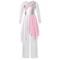 thumbnail image 3 of inlzdz Tenues de Danse Métalliques pour Filles Robe de Culte à Manches Longues avec Pantalon Ensemble pour Performance de Choeur Rose 8, 3 of 7