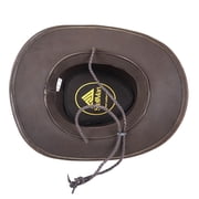 Authentic StellMan Cowboy Hat – Dark Brown Leather with Chin Strap & Braided Trim