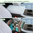 thumbnail image 4 of Renewold Car Center Console Cover Scratch Resistant Armrest Seat Box Cover with Organizer Pockets Console Lid Protector Cushion Fit for Most Cars Vehicles SUVs, American Tribal Cow Print Teal Brown, 4 of 9