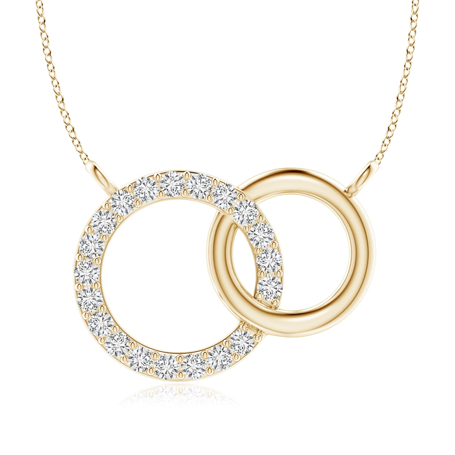 Angara Interlocking Diamond Circle Necklace in 14K Yellow Gold (1.1mm
