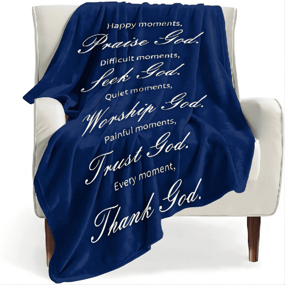 LHSHID Bible Verse Blanket Soft Blankets Fleece Throw Navy Blue 30x40inch