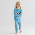thumbnail image 2 of POPTEM Girl Pajamas Long Sleeves Animal Print Cotton Sleepwear 2-Piece Blue Size 6, 2 of 8