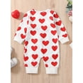 thumbnail image 3 of Bagilaanoe Newborn Baby Girl Valentine's Day Jumpsuit Heart Print Long Sleeve Bodysuit 3M 6M 12M 18M Infant Zipper One Piece Romper, 3 of 6