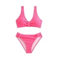 thumbnail image 4 of Women's Bikini Set for Women Two Piece Swimsuit Colorblock Trim High Waisted Bathing Suits for Women Scoop Neck Adjustable Spaghetti Straps Bikini Swimwear Gibobby(M,Red), 4 of 5