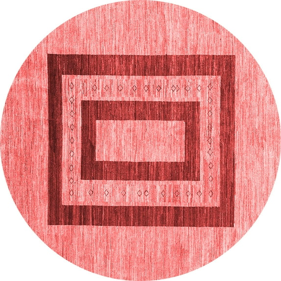 Ahgly Company Indoor Round Abstract Red Contemporary Area Rugs, 8' Round