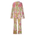 thumbnail image 5 of Women 2 Piece Outfits Casual Long Sleeve Loose Fit Button Down Shirts Blouses Tops Wide Leg Long Pants Sets Loungewear, 5 of 7