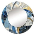 thumbnail image 2 of Designart "Constructing Blue Realms in Blue and Gold I" Abstract Shapes Round Mirror Wall Décor Coastal - Large Blue Round Mirror - Round Mirror 29" x 29" Inch, 2 of 5