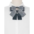 thumbnail image 4 of INSPIRE CHIC Women's Bow Brooch Plaid Faux Rhinestone Beaded Retro Bow Ties Blue, 4 of 4
