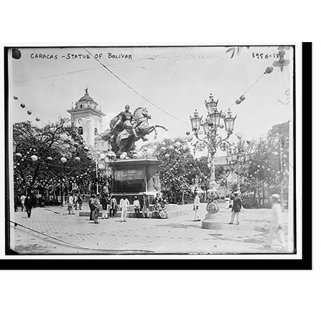 Historic Print, Caracas . Statue of Bolivar, 16" x 20"