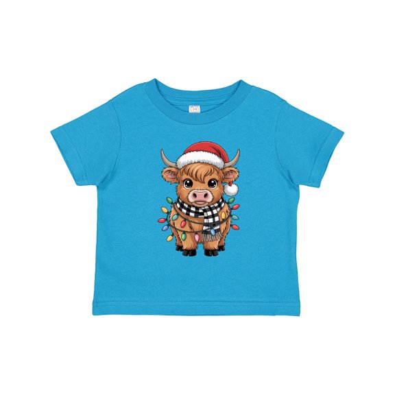 Inktastic Christmas Lights Highland Cow Boys or Girls Toddler T-Shirt