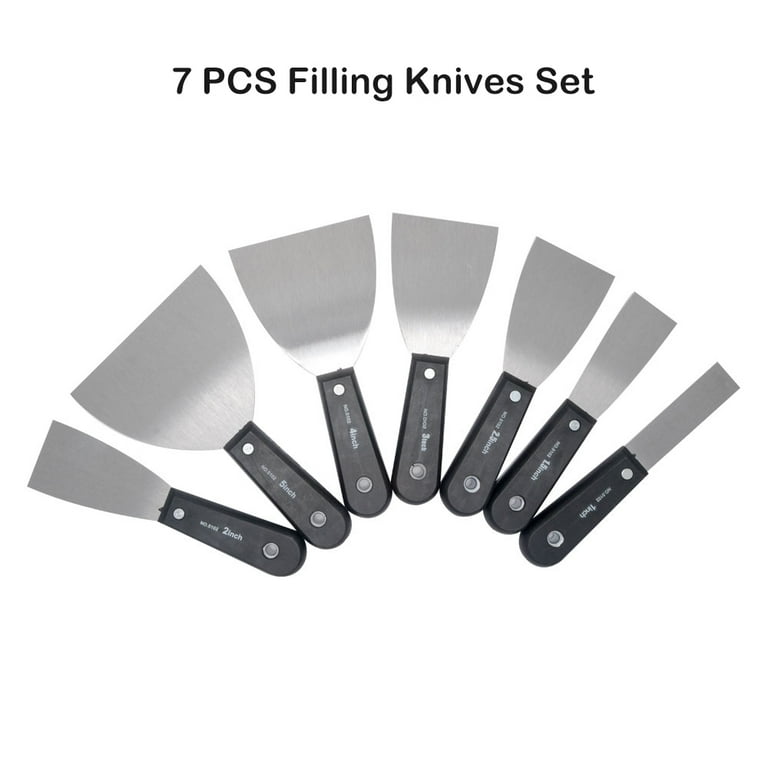 7Pcs Putty Knife Set Carbon Steel Drywall Scrapers Tools 1/1.5/2/2.5/3/4/5  Inch