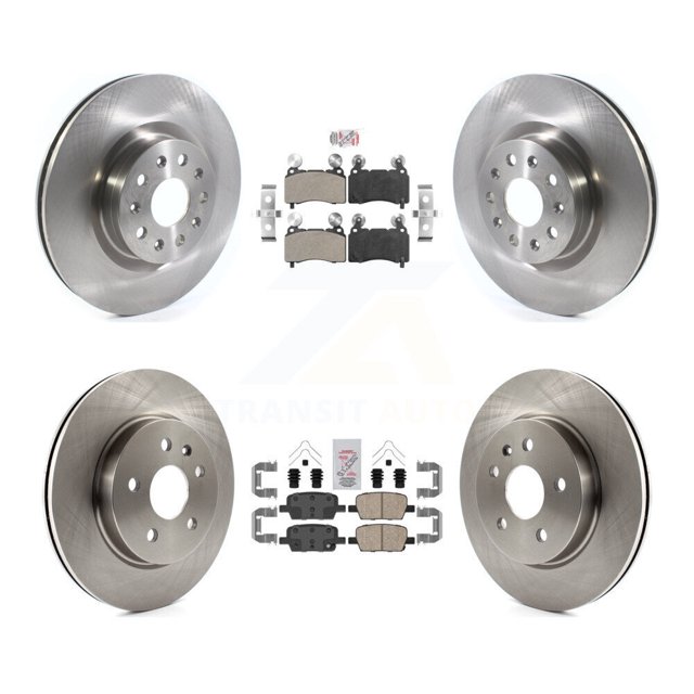 Transit Auto Front Semi-Metallic Rear Ceramic Pads and Disc Brake Rotors Kit for Car 2016-2018 Cadillac CT6 with 345mm Diameter Rotor K8A-103357