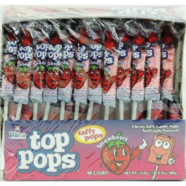 Product Of Top Pops, Strawberry Lollipops, Count 48 Sugar Candy