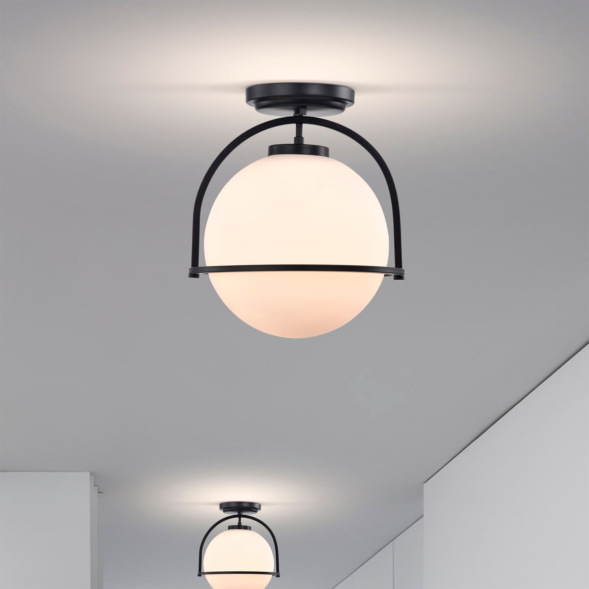 Nuka 12 in. 1-Light Indoor Matte Black Finish Flush Mount with Light Kit